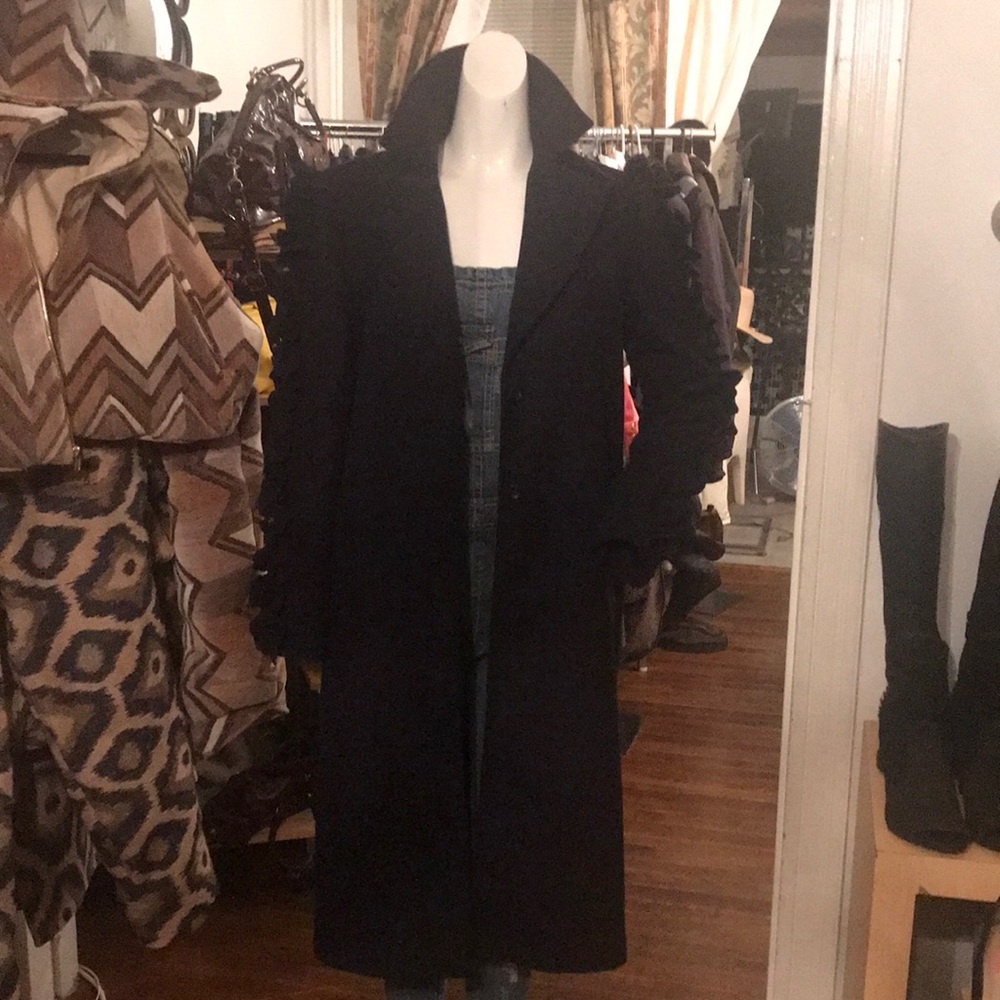 The fifth label navy blue polyester & viscose Rayo full length coat